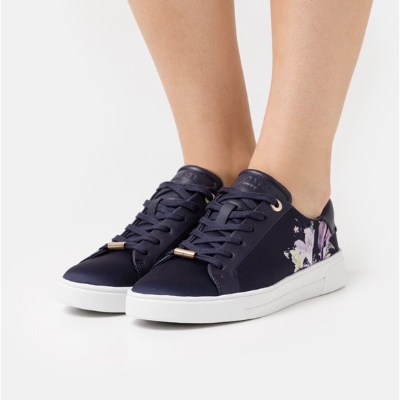 Ted Baker Shoes - TED BAKER Floral Satin Navy Sneakers Size 37.5